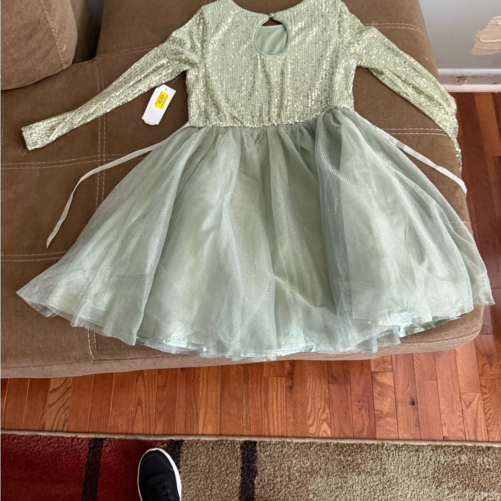 Sparkling Green Long Sleeve Dress